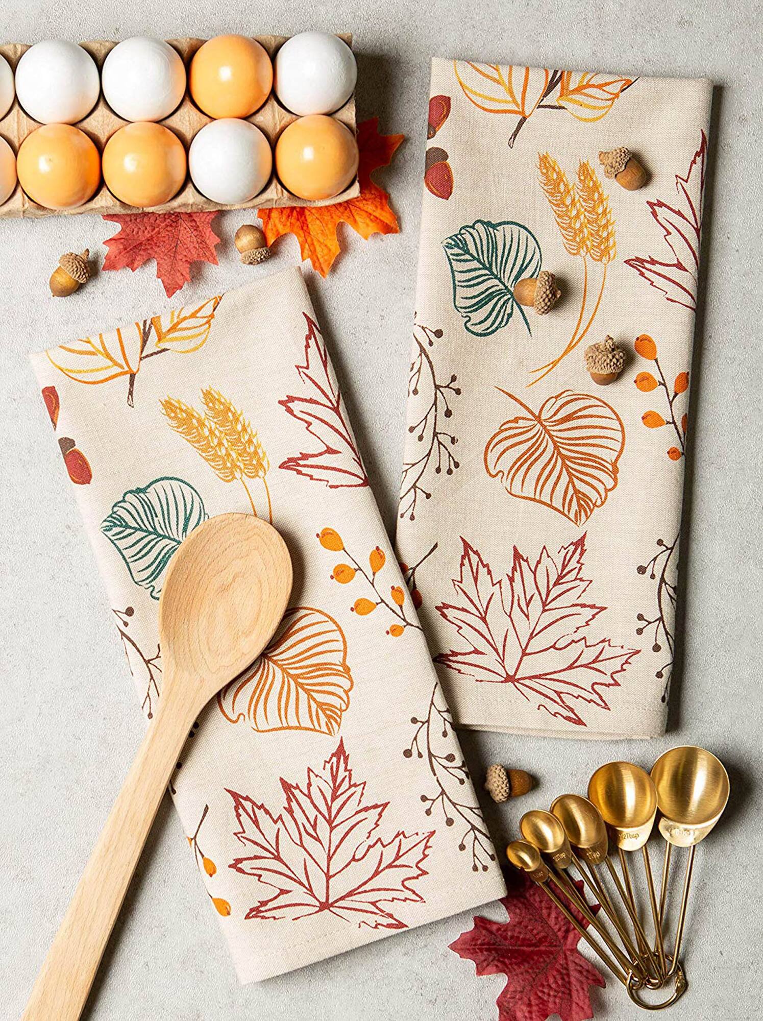 DII® Autumn Leaves Printed Dishtowel Set